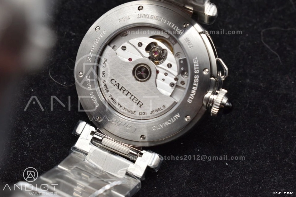 SS Made Cartier Efficient 531 BVF Genuine Pasha like the Bracelet White on 1:1 Dial Ladies 0304